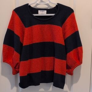 Old Navy Red and Black Striped Pullover Sweater